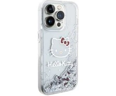 Apple iPhone 13 Pro Max Hello Kitty dėklas Liquid Glitter Charms Kitty Head (HKHCP13XLIKHET) sidabrinės spalvos