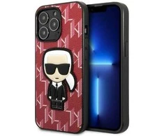 Apple iPhone 13 Pro Max Karl Lagerfeld dėklas Monogram Ikonik Patch raudonos spalvos