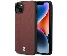 BMW BMHCP14S22RFGR dėklas Apple iPhone 14 15 13 6.1″ burgundy Leather Diamond Pattern