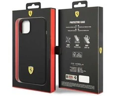 Ferrari FEHCP14SSIBBK Apple iPhone 14 / 15 /13 6.1″ juodos spalvos kietas dėklas Silicone Metal Logo
