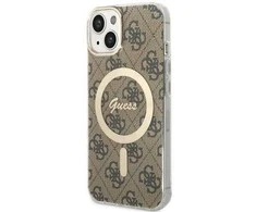 Guess telefono dėklas iPhone 14 6,1 GUHMP14SP4RPSW ruda hartelefono dėklas Magsafe 4G Printed Stripes