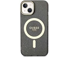 Apple iPhone 14 Guess dėklas Glitter Gold MagSafe (GUHMP14SHCMCGK) juodos spalvos