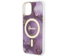 Apple iPhone 14 Guess dėklas Golden Marble Collection MagSafe (GUHMP14SHTMRSU) violetinės spalvos