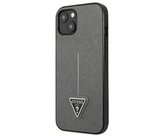 Apple iPhone 14 Guess dėklas Saffianotriangle Logo (GUHCP14SPSATLG) sidabrinės spalvos