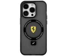 Ferrari FEHMP15MUSCAK Apple iPhone 15 Plus /14 Plus 6.7″ juodos spalvos kietas dėklas Ring Stand 2023 Collection