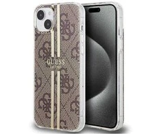 Apple iPhone 14 plus / 15 plus Guess dėklas IML 4G Gold Stripe (GUHCP15MH4PSEGW) rudos spalvos