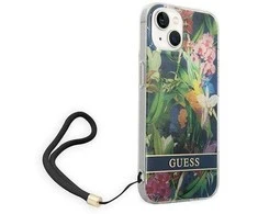 Guess GUOHCP14MHFLSB Apple iPhone 14 Plus / 15 Plus 6.7" mėlynas kietas dėklas su gėlių raštu