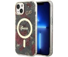 Dėklas GUESS GUHMP14MHCFWSA IPHONE 14 PLUS / 15 PLUS 6.7 "Žalias / KHAKI HARDCASE FLOWER MAGSAFE