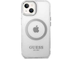 Apple iPhone 14 Plus Guess Dėklas Metal Outline Magsafe (GUHMP14MHTRMS) sidabrinės spalvos