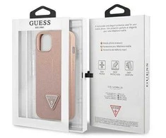 Dėklas GUESS GUHCP14MPSATLP IPHONE 14 PLUS / 15 PLUS 6.7 "Rožinis / Rožinis HARDCASE SAFFIANOTRIANGLE LOGO