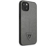 Apple iPhone 14 plus Guess dėklas Saffianotriangle Logo (GUHCP14MPSATLG) sidabrinės spalvos
