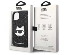 Karl Lagerfeld KLHCP14MG2CPK Apple iPhone 14 Plus / 15 Plus 6,7″ juodos spalvos kietas dėklas Glitter Choupette Pa