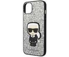 Apple iPhone 14 Plus Karl Lagerfeld dėklas Glitter Flakes Ikonik (KLHCP14MGFKPG) sidabrinės spalvos