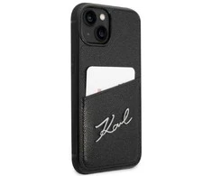 Dėklas Apple iPhone 14 Plus Karl Lagerfeld Signature Logo Cardslot (KLHCP14MCSSK) juodos spalvos