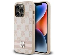Apple iPhone 14 Pro DKNY odinis dėklas Checkered Mono Pattern &amp; Printed Stripes (DKHCP14LPCPTSSP) rožinės spalvos
