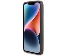 Guess GUHMP14LG4GFRW Apple iPhone 14 Pro 6.1" rudos spalvos dėklas 4G Collection Leather Metal Logo MagSa