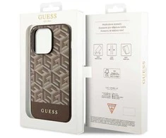 Guess GUHMP14XHGCFSEW Apple iPhone 14 Pro Max 6.7″rudos spalvos kietas dėklas GCube Stripes MagSafe