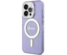 Apple iPhone 14 Pro Guess dėklas Glitter Gold MagSafe (GUHMP14LHCMCGU) violetinės spalvos