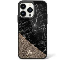 Guess GUHCP14LLCSGSGK Apple iPhone 14 Pro 6.1″ juodos spalvos kietas dėklas Liquid Glitter Marble