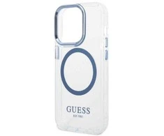 Apple iPhone 14 Pro Guess Dėklas Metal Outline Magsafe (GUHMP14LHTRMB) mėlynos spalvos