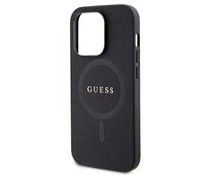 Apple iPhone 14 Pro Guess dėklas Saffiano MagSafe (GUHMP14LPSAHMCK) juodos spalvos