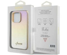 Apple iPhone 14 Pro Guess dėklas Saffiano Iridescent Script (GUHCP14LPSAIRSD) aukso spalvos