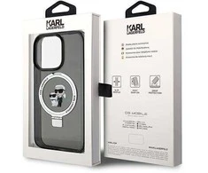 Apple iPhone 14 Pro Karl Lagerfeld dėklas Ring Stand Karl&amp;Choupettte MagSafe (KLHMP14LHMRSKCK) juodos spalvos
