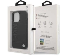 BMW BMHMP14XSLLBK Apple iPhone 14 Pro Max 6,7″ juodos spalvos kietas dėklas Signature Logo Imprint Magsafe