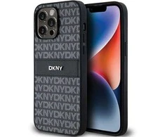 Apple iPhone 14 Pro Max DKNY odinis dėklas Mono Stripe & Metal Logo (DKHCP14XPRTHSLK) juodos spalvos