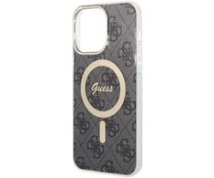 Guess GUHMP14XH4STK Apple iPhone 14 Pro Max 6.7″ juodos spalvos kietas dėklas 4G MagSafe