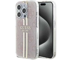 Apple iPhone 14 Pro Max Guess dėklas IML 4G Gold Stripe (GUHCP14XH4PSEGP) rožinės spalvos