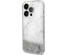 Guess GUHCP14XLCSGSGH Apple iPhone 14 Pro Max 6.7″ baltos spalvos kietas dėklas Liquid Glitter Marble