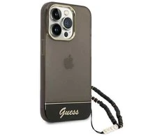 Dėklas GUESS GUHCP14XHGCOHK IPHONE 14 PRO MAX 6.7 "Juodas/Juodas HARDCASE TRANSLUENT PEARL STRAP