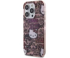 Hello Kitty HKHCP14XHDGPTP Apple iPhone 14 Pro Max 6.7″ rožinės spalvos kietas dėklas IML Tags Graffiti