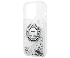 Apple iPhone 14 Pro Max Karl Lagerfeld dėklas Liquid Glitter RSG sidabrinės spalvos