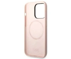 Apple iPhone 14 Pro Max Karl Lagerfeld dėklas silikoninis NFT Ikonik Magsafe (KLHMP14XSNIKBCP) rožinės spalvos