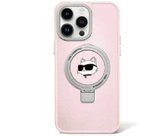 Karl Lagerfeld KLHMP15SHMRSCHP Apple iPhone 15/ 14 / 13 6.1″ rožinės spalvos kietas dėklas Ring Stand Choupette Head