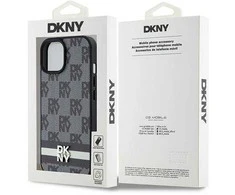DKNY DKHCP15MPCPTSSK Apple iPhone 15 Plus 14 Plus 6.7 inch juodos spalvos kietas dėklas Leather Checkered Mono Pattern