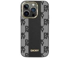 Apple iPhone 15 Plus / 14 Plus DKNY Hardcase Leather Checkered Mono Pattern MagSafe (DKHMP15MPCPVSLK) dėklas telefonui juodos spalvos