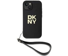 DKNY DKHCP15MPBSWSK Apple iPhone 15 Plus 6.7 colio juodos spalvos kietas dėklas su riešo dirželiu ir standartiniu logotipu