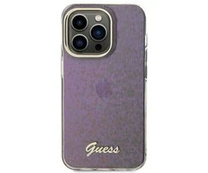 Guess GUHCP15LHDECMP Apple iPhone 15 Pro 6.1″ rožinės spalvos kietas dėklas IML Faceted Mirror Disco Iridescent