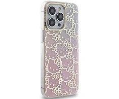 Apple iPhone 15 Pro Hello Kitty dėklas IML Gradient Electrop Crowded Kitty Head (HKHCP15LHCHPEP) rožinės spalvos