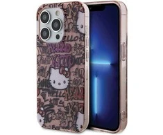 Apple iPhone 15 Pro Hello Kitty dėklas IML Tags Graffiti (HKHCP15LHDGPTP) rožinės spalvos