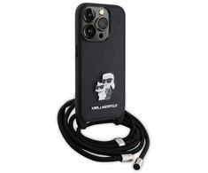 Karl Lagerfeld dėklas, skirtas iPhone 15 Pro 6,1 KLHCP15LSAKCPSK juodas HC Saffiano KC Metal Pin Crossbody