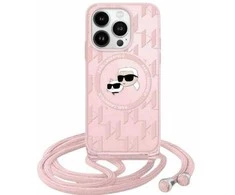 Karl Lagerfeld KLHMP15LHCKCKLCP Apple iPhone 15 Pro 6.1″ rožinės spalvos kietas dėklas IML Crossbody Monogram Karl &