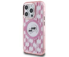 Dėklas Karl Lagerfeld KLHMP15LHMCKMHP Apple iPhone 15 Pro 6.1″ rožinės spalvos IML Monogram Karl&amp;Choupette Head MagSaf