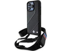 Dėklas BMW BMHCP15X23PSCCK Apple iPhone 15 Pro Max 6.7″ juodos spalvos hardcase M Edition Carbon Stripe & Strap