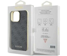 Guess GUHCP15XGF4GGR iPhone 15 Pro Max 6.7" pilka/pilkas kietas dėklas 4G Charms Collection