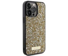 Guess GUHCP15XPFGSBSD Apple iPhone 15 Pro Max 6.7″ yellow kietas dėklas Rhinestone Metal Logo