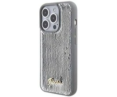 Apple iPhone 15 Pro Max Guess dėklas Sequin Script Metal (GUHCP15XPSFDGSS) sidabrinės spalvos